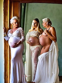 Pregnant 80 Year Old with Shocking White Hair in Finnish Coronation Robes